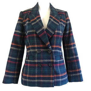 Halogen x Atlantic pacific tartan plaid blazer size 0 Dark Academia Preppy